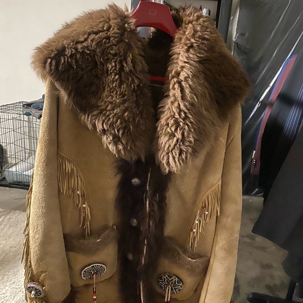 Calf skin leather oversized coat